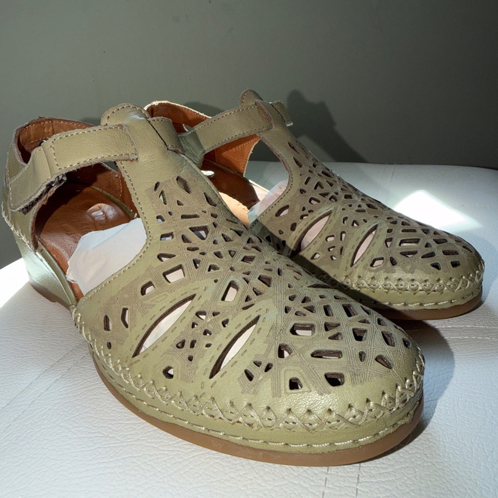 Spring Step Olive Green Cutout Shoes